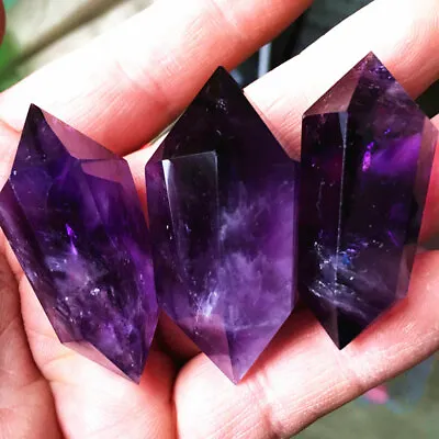 1PC Natural Purple Amethyst Quartz Crystal Point Wand Obelisk Healin Tower 4-5cm • $11.49