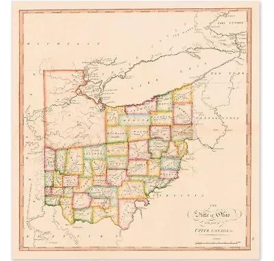 1812 Ohio Historic Map Counties Part Of Upper Canada  12x12 16x16 20x20 24x24 • $11.89