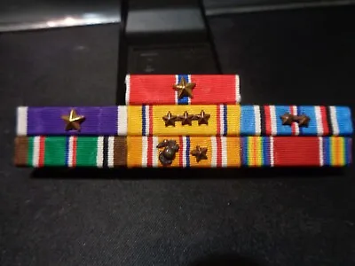 WWII USMC European And African Service Mounted 7 Ribbon Bar - WW2 • $34.75