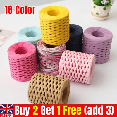 1 Roll Raffia Paper Straw Yarn DIY Knitting Crochet Handbag Hats Crafts Rope UK • £7.34