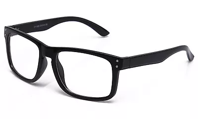  Retro Mens Womens Clear Lens Glasses Hipster Black UV400 Square Matte Vintage • $8.95