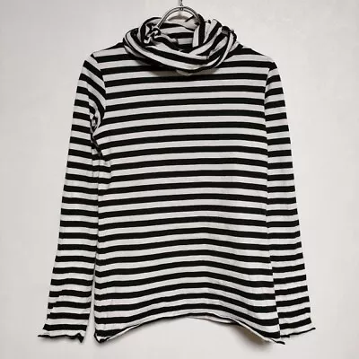 Agnes B. Turtleneck High Neck Border  Tops Long T-shirt White Black 4-0404M∞ • $46