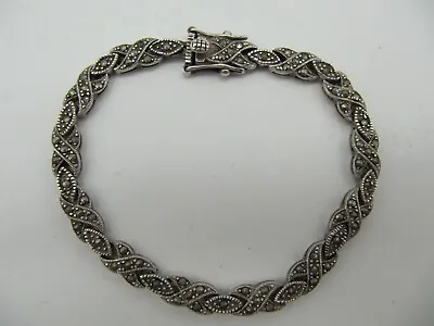 Sterling Silver .925 Marcacite X Link Bracelet 7.25” • $25