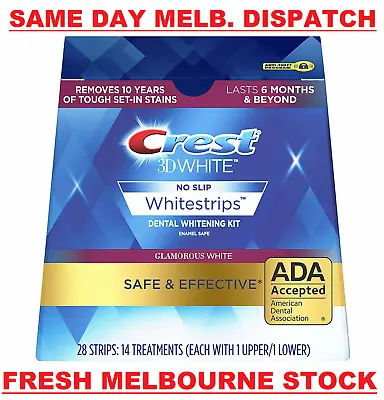 $85 • Buy CREST 3D 28 X Glamorous White Dental Teeth Whitening Strips Kit 14 Pouches NEW