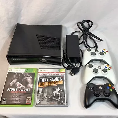 Microsoft Xbox 360 S Black Console Model 1439 Bundle Controllers Games Tested • $94.77