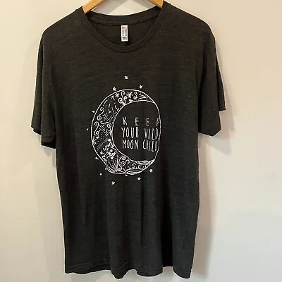 American Apparel Track Shirt Keep Your Wild Moon Child Gray T-Shirt Size L • $25