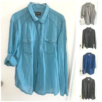 Men's Button Down Shirt Lot Roll Up Long Sleeve XL Slim Fit Mechanical Stretch  • $50