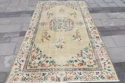 Wool Rug Turkish Rug Vintage Rug Art Rug Colorful Rug 4.9x8.2 Ft Large Rug • $158.78