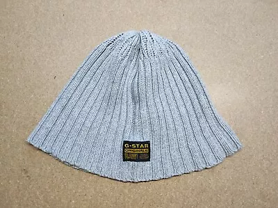 G-Star Raw Beanie Hat Size M Gray Ribbed Plain • $34.95