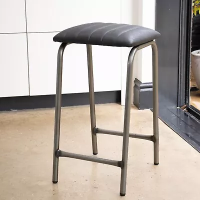 Bar Stool Faux Leather 76cm Black Stool Lab Stool Breakfast Bar Stool • £75