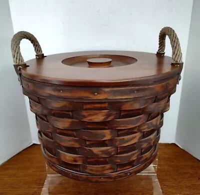 Longaberger Collection Club 2013 Antiqued Brown Bushel Robe Handle LID Basket  • $162