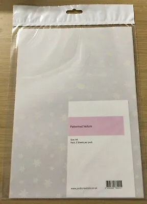 A4 Patterned Vellum In 5 Different Designs - Snowflake Design 5 Sheets Per Pack • £2.50