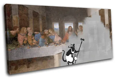 The Last Supper Banksy Delete Urban SINGLE CANVAS WALL ART Picture Print • £23.99