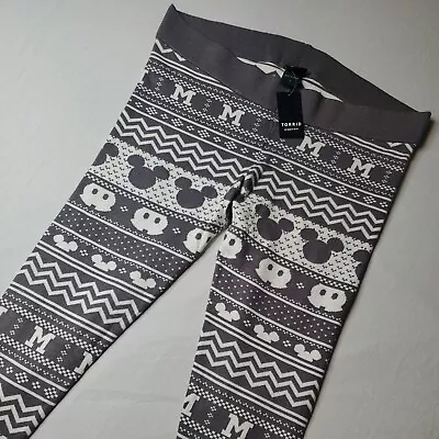 Torrid Women's Size 1 NWT Mickey Mouse Gray Fair Isle Knit Leggings • $12.95