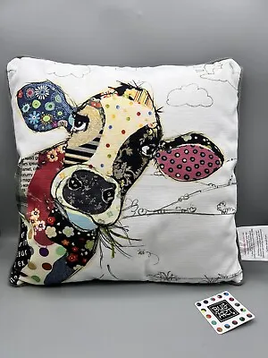 Connie Cow 43cm Multi Colour Patchwork Cow Cushion Bug Art By Lesser & Pavey New • £18.49