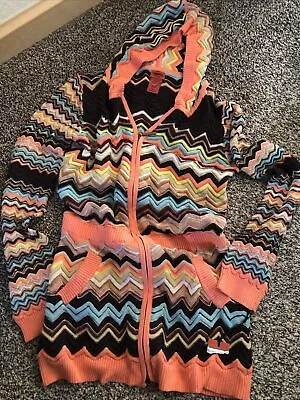 NWT Missoni Target Girls Size XL Chevron Stripe Hooded Zip Up Cardigan Sweater • $17