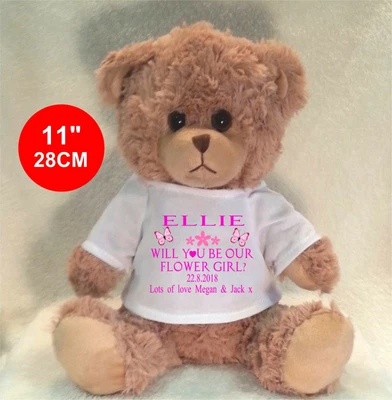 £10.99 • Buy Personalised Teddy Bear Beige 11 /28cm Flower Girl Bridesmaid Wedding 