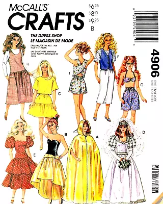 Vintage 1990 Barbie Clothes Pattern Reproduction McCall's 4906 Uncut • $8.95