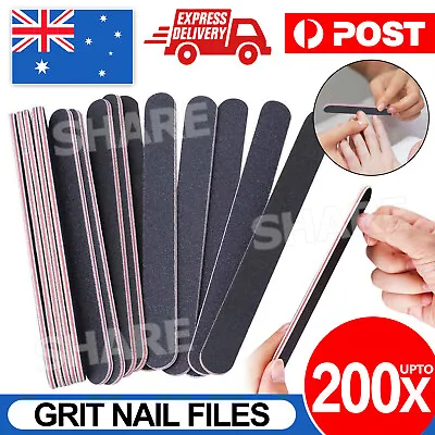 200 Pcs Double Sided Pedicure Nail Files 100 180 Grit Manicure Nail Care Sanding • $4.95