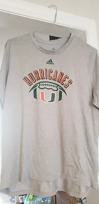 Miami Hurricanes Football Shirt Adidas Creator Tee Gray  Short Sleeve Men XL • $6.99