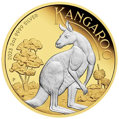 2023 Australian Kangaroo 2oz .9999 Silver Reverse Gilded Coin • $249