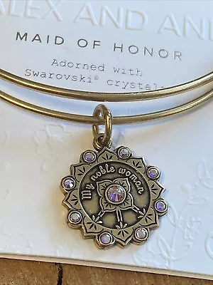 NWT Alex And Ani~Bridal  MAID OF HONOR  Charm Bangle Gold Bracelet W/Card • $17.99