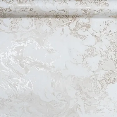 Cream Marble Metallic Wallpaper Ripple Liquid Swirl Effect Gold Shimmer Smooth • £10.34