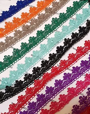 £1.55 • Buy 1 Yard Beautiful Embroidered Pattern Lace Trimming Ribbon Net Wedding Dress