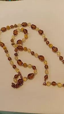 Vintage One Strand Cat's Eye Amber Bead Necklace • $9.99