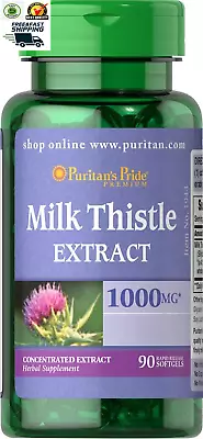 Puritan's Pride Milk Thistle 4:1 Extract 1000mg 90 Caps (Silybum Marianum) • $11.86