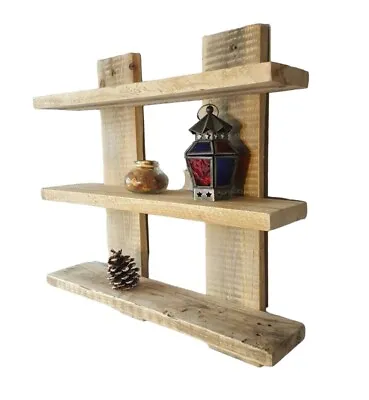 Shelf Display Unit Wall Mounted Floating Rustic Reclaimed Shabby Chic 12 Colours • £35