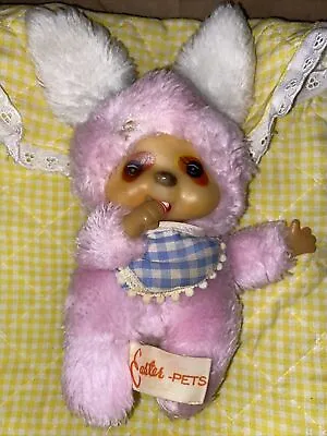 Vintage Easter Pets Pink Rabbit Bunny Monchichi • $18.69