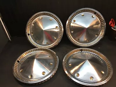 Vintage Set Of 4 Baby Moon Cone Shape Chrome Hub Cap Rat Rod 14in Made In USA • $157.50