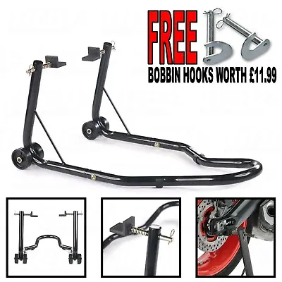 Heavy Duty Rear Motorcycle Paddock Stand Black Motorbike Stand Free Bobbin Hooks • $43.46