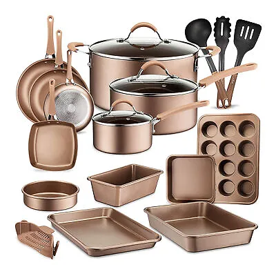 $173.99 • Buy NutriChef Nonstick Cooking Kitchen Cookware Pots And Pans, 20 Piece Set, Bronze