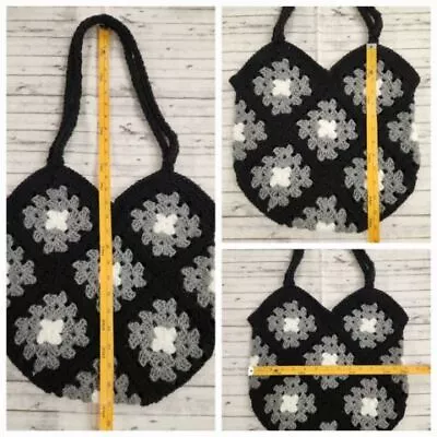 Crochet Granny Square Market Shopping Shoulder Bag Handmade  FREE SHIP • $24