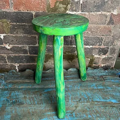 Vintage 3-Legged Wooden Stool - Rustic Plant Stand - Small Rustic Stool - Patina • £40