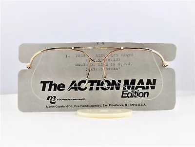True Vintage Nos Semi Rimless Shiny Gold Aviator Eyeglass Frames Made In The Usa • $19.95