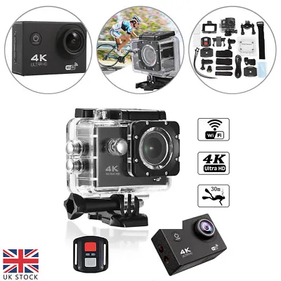 4K 1080P Action WiFi Camera DV Sports Camcorder Underwater Camera Remote Control • £22.06