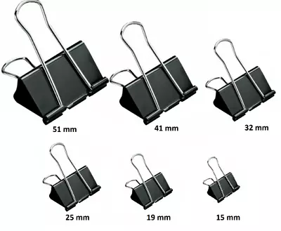 £1.49 • Buy Bulldog Clips Foldback Metal Paper Binder Grip Letter Clip Metal Steel All Sizes