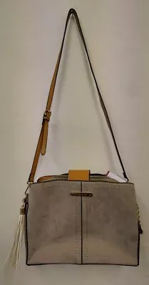 Ladies RIVER ISLAND Grey Faux Suede Bag With Contrasting Straps CG N09  • £6.39
