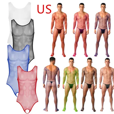US Men's Sleepwear Bodysuit Fishnet Sexy Underwear Bodystockings Sheer Nightwear • $5.05