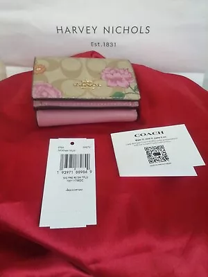 £54.99 • Buy Coach Leather Khaki Multi With Flowers 🌺Purse, 👛 Card Holder Bnwt RRP £195