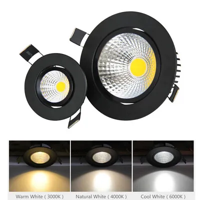 Dimmable LED Downlight COB Spotlight Recessed Ceiling Light Lamp 7W/9W/15W Black • $145.99
