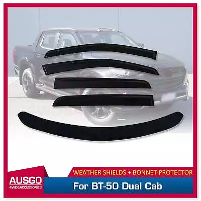 AUSGO Bonnet Protector + Injection Weathershields For Mazda BT-50 Dual 2011-2020 • $148.11