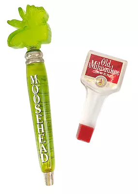 2 Vtg Old Milwaukee & Moosehead Beer Tap Handles Acrylic Pull Knobs Brewery Bar • $29.99