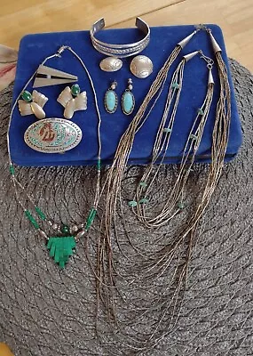 Vintage Native American Southwestern Sterling Silver Jewelry Lot 144 Grams  • $55