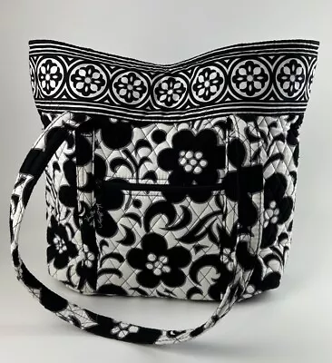 VERA BRADLEY Black White Floral Large Tote / Carry-on / Diaper Bag / Travel Bag • $19.99