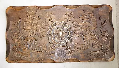 £110 • Buy Vintage Hand Carved Heraldic Oak Lion Panel,  Studio Of Art & Antiquity Torbay