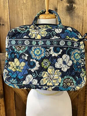 Vera Bradley Laptop Organizer Mod Floral Blue Cotton Padded With Mesh Pockets • $29.99